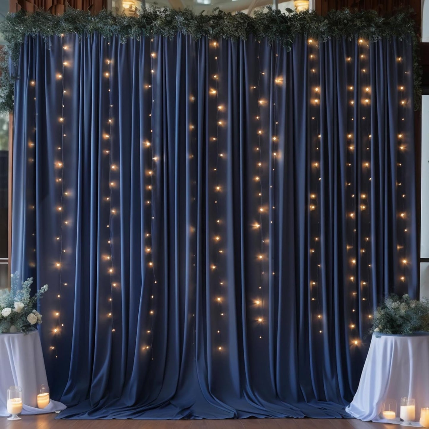 20ftx10ft Wrinkle Free Navy Blue Backdrop Curtains Panels for Parties, Thick Polyester Backdrop Drapes for Birthday Wedding Photography Home Decorations