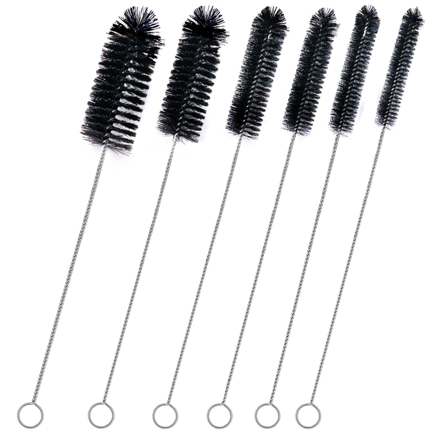 Brush Family Straw Cleaner Brush Set,6 Piece 12" Long Pipe Tube Bottle Brushes for Cleaning Narrow Neck Bottles,Coffee Maker,Glass Cups