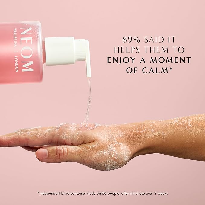 Neom Complete Bliss Hand Wash, 300ml | Blush Rose, Lime & Black Pepper I Natural colour derived from gardenia fruit I 100% Recyclable Bottle I Refillable