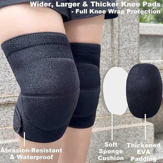 Work Knee Pads for Men Women, Soft Gardening Kneeling Pad with Thick Foam for Cleaning Weeding, Safety Knee Protector for Tactical Mechanic Yard Concrete Floor, Waterproof Knee Cushion, Black M (1 Pair)