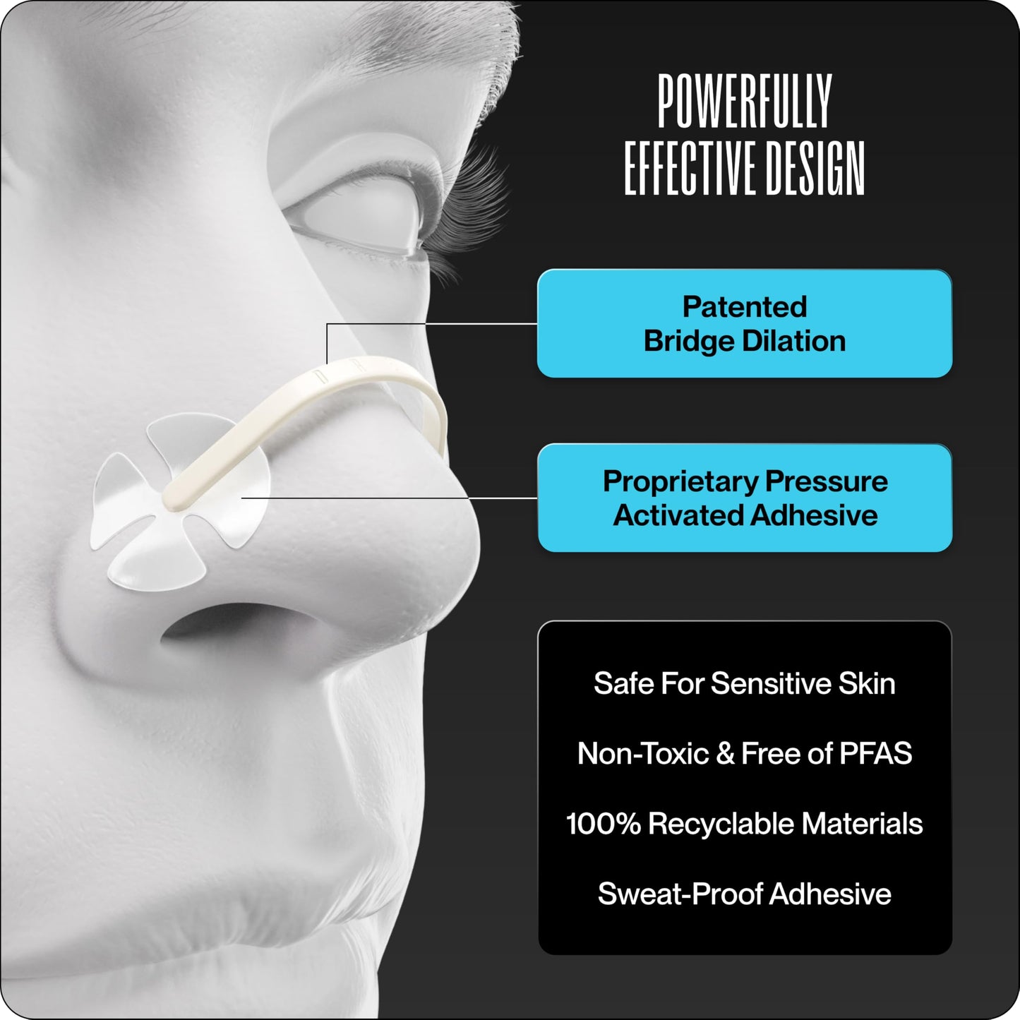 Dream Recovery Second Wind Nasal Strips - Nose Strips for Breathing, Sleep and Athletic Performance - Snore Relief and Congestion Support - Sand, 30 Count