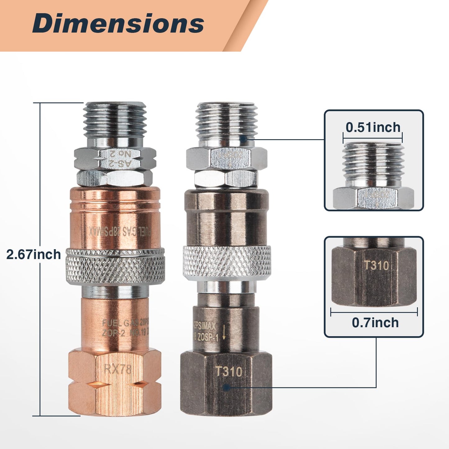 Cutting torch quick connect fittings | Oxy acetylene quick connect fittings | Oxy Fuel Quick Connect Coupler Set