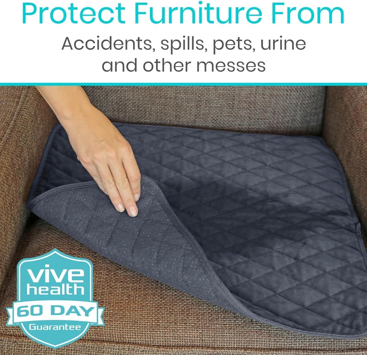 Sures Waterproof Chair Pads for Incontinence (22" x 21") - Washable, Waterproof Seat Protector - Chair Protector Seat Cover - Absorbent Pad for Bed, Seat, Car, Wheelchair & Recliner (Gray, 4 Pack)