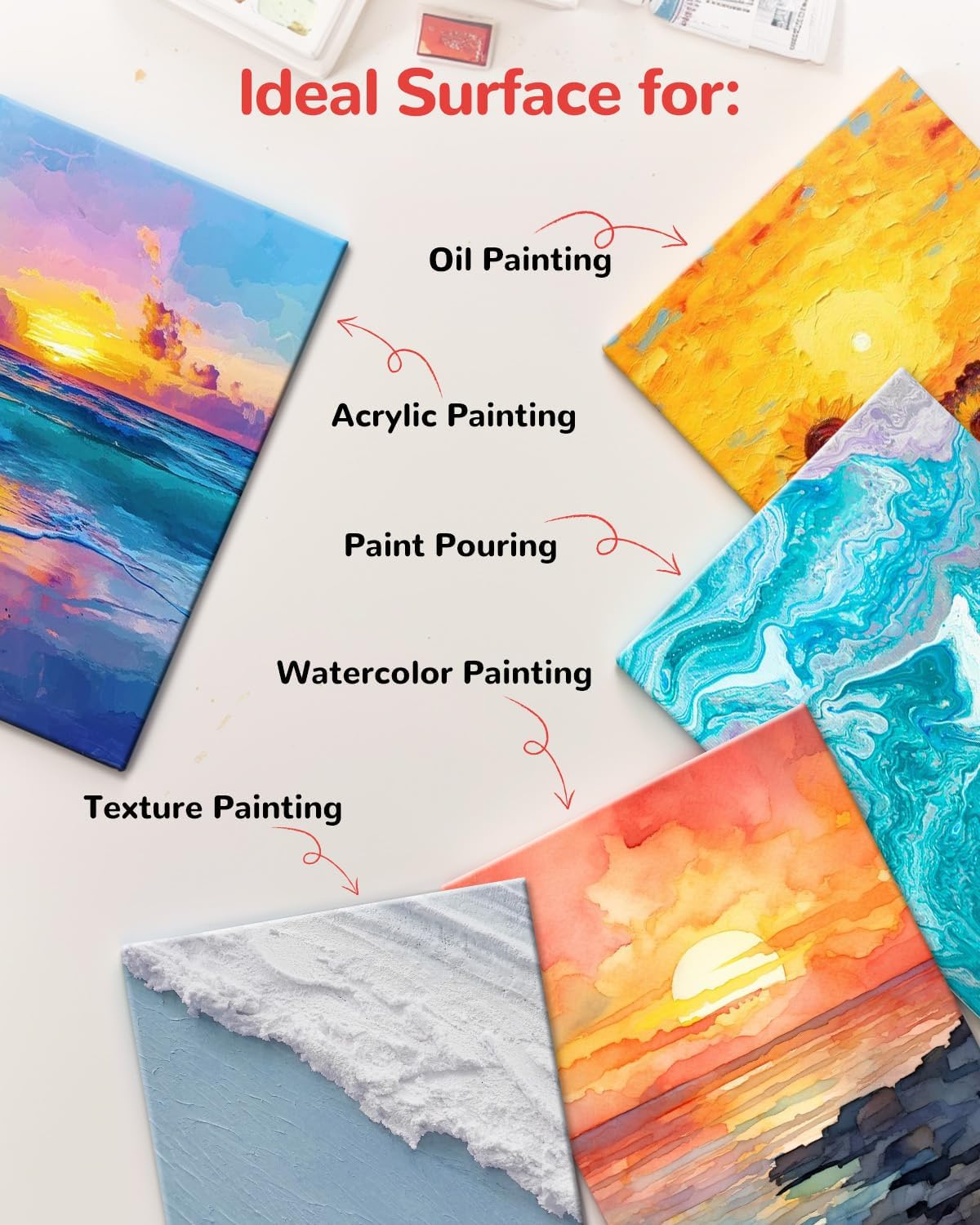 Canvas Boards for Painting 72 Pack, 9x12 Inch Painting Canvas Panels, 100% Cotton White Blank Canvas Boards for Painting, Art Supplies Paint for Acrylics Oil Watercolor Tempera Paints