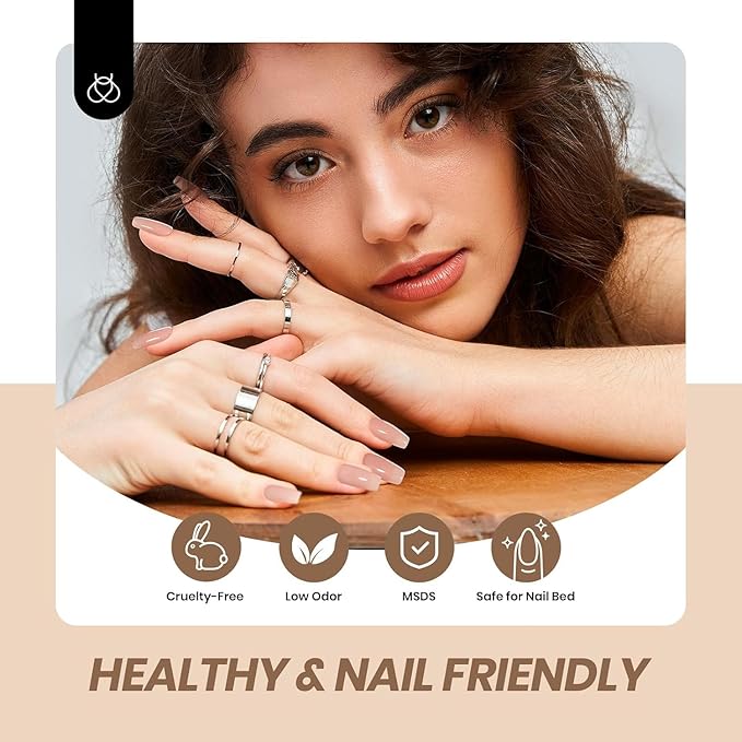 Beetles Jelly Gel Nail Polish Set - 6 Colors Nude Brown Jelly Neutral Gel Polish Kit Sheer Transparent Effect Soak Off UV DIY French Nail Art Manicure Gifts for Women