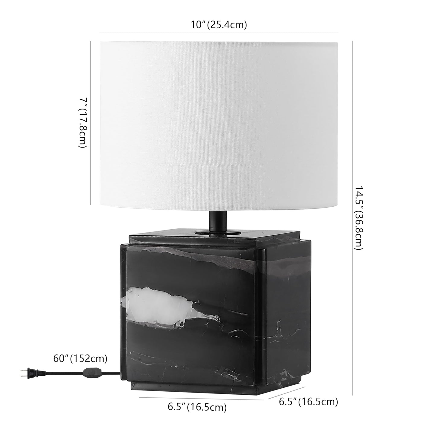 SAFAVIEH Couture Lighting Collection Zahra Black/White Marble 15-inch Dimmable Table Lamp for Bedroom Living Room Home Office Desk Nightstand (LED Bulb Included)