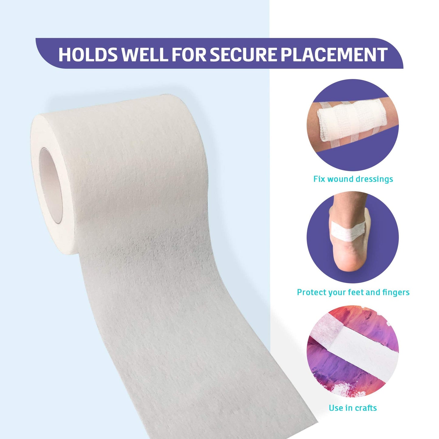 Conkote Soft Paper Surgical Tape 2" x 10 Yards, Gentle Adhesion and Hypoallergenic, 6 Rolls