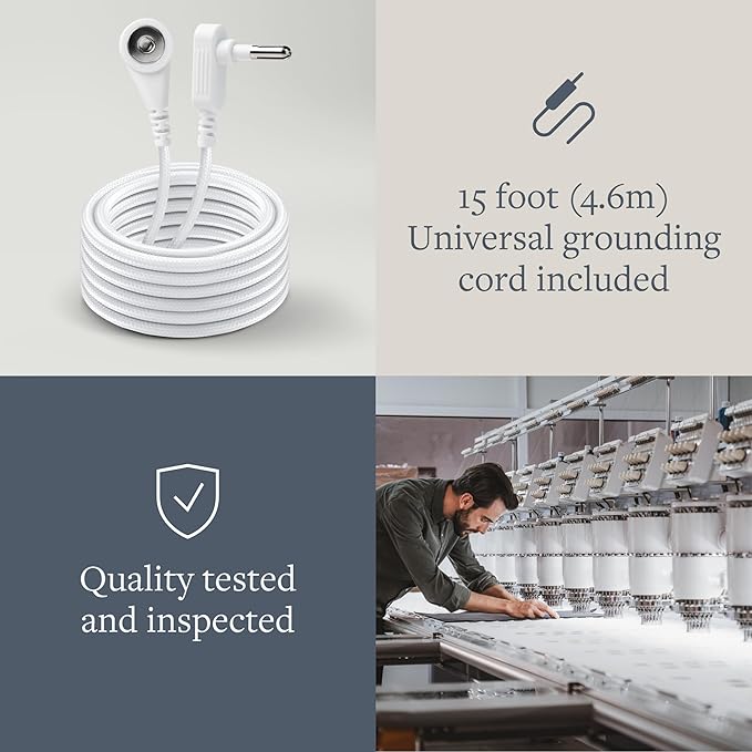 GroundLuxe Earthing Mat for Feet- Universal Grounding Mat w/ 15 Foot grounding Cord, Tester and Adaptor- Grounded Pad to Connect to The Earth