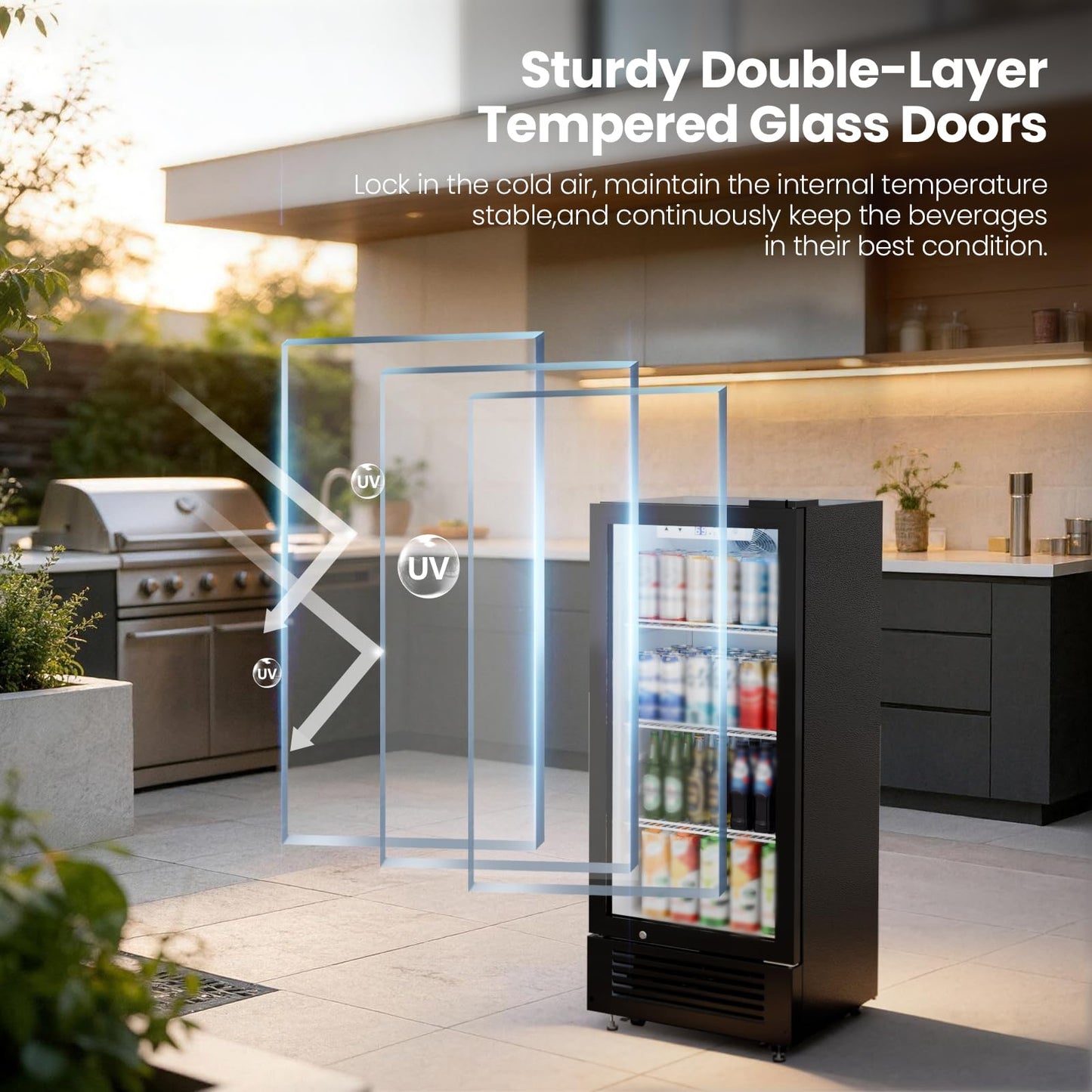 Kismile 6 Cu.Ft Commercial Refrigerator, Beverage Cooler with Wheels, Lock & Key, Adjustable Shelves, Double-Tempered Glass Door Drink Fridge for Bar, Restaurant or Home