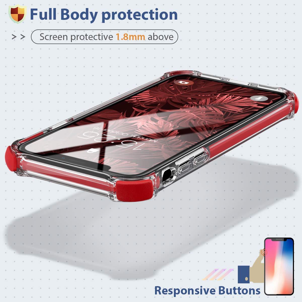 Mateprox Iphone Xs Case Iphone X Case Clear Hybrid Tpu Hard Cover With Thin Shockproof Bumper Protective Case For Iphone Xs/X 5.