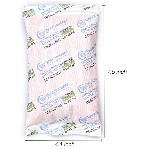 200 Gram [50 Packs] Silica Gel Desiccant Packets with Orange Indicating Beads, Rechargeable Silica Packs, Moisture Absorbers for 3D Printer Filament Gun Safe Camera Electronics Equipment