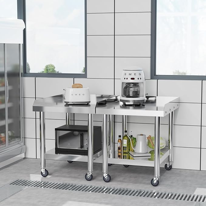 ROVSUN 24" L x 30" W x 26" H Stainless Steel Equipment Stand with Wheels, NSF Commercial Prep & Work Table, Grill Stand Table with Adjustable Undershelf for Hotel, Home,Restaurant Kitchen, Workplace