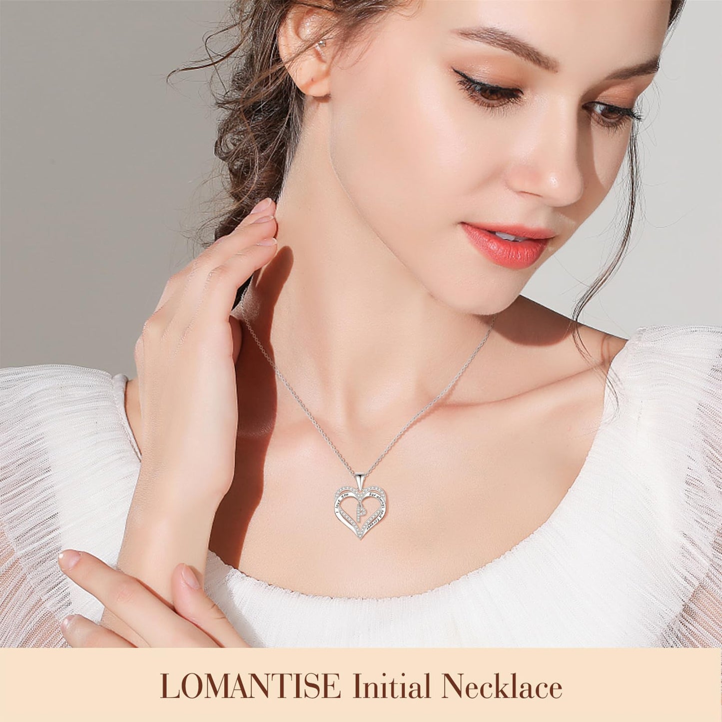 Lomantise Heart Initial Necklace Gift for Women, 925 Sterling Silver Initial Letter Pendant Necklace Christmas Anniversary Birthday Jewelry Gifts for Women Wife Girlfriend Her Mom