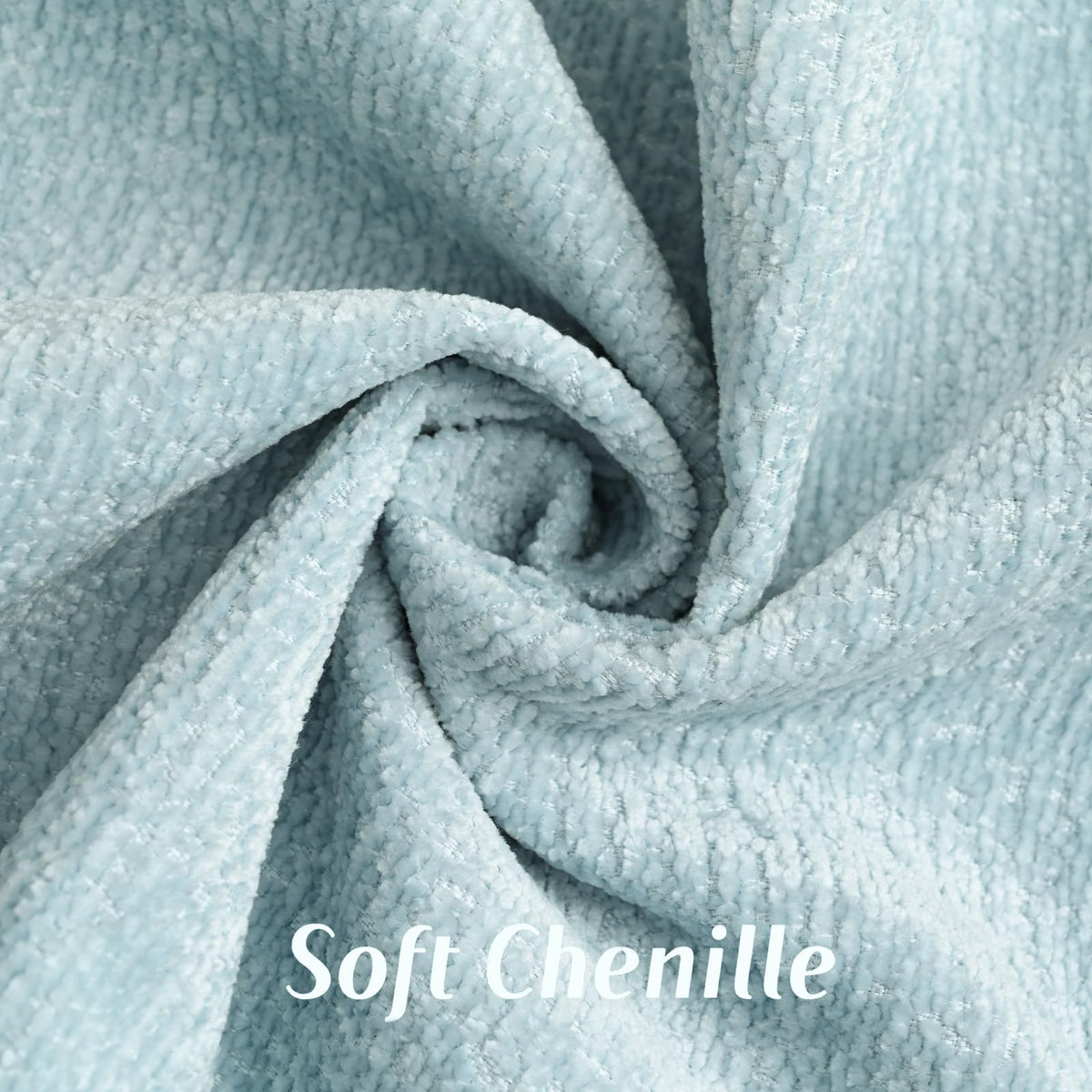 FUTEI Light Blue Chenille Throw Pillow Covers 18x18 Inch Set of 2,Soft Cozy Bound Edge Design Cushion Case,Home Decor for Couch Bed Living Room