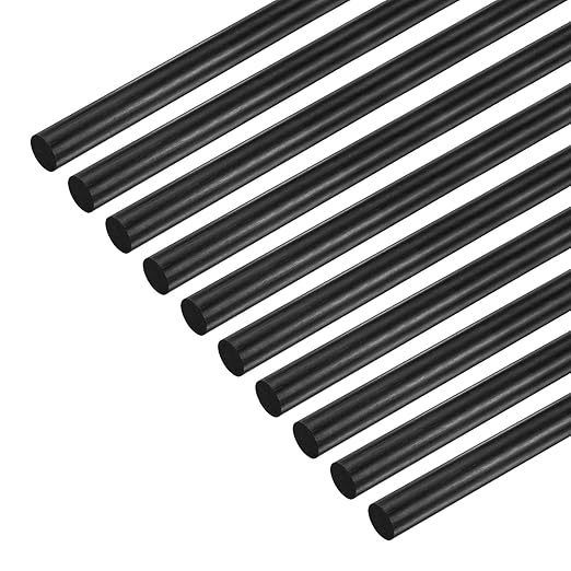 M METERXITY 10-Pack Carbon Fiber Rods, 200mm Length 6mm Dia Carbon Fiber Solid Matte Pole for RC Airplane/DIY Craft/Quadco...
