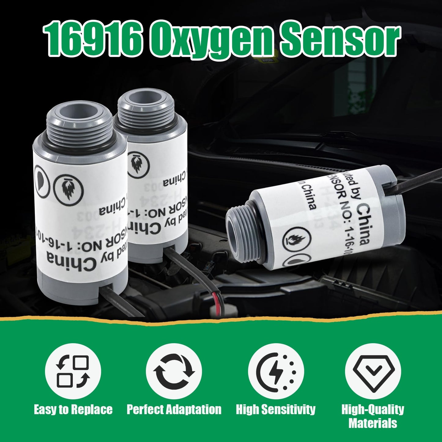 16916 Oxyyen Sensor Replacement Oxygen Sensor for Robinair R-1234yf Machines and 16990/16995 Refrigerant Identifiers Compatible with AC1234-4 / AC1234-4SL / AC1234-4-230 / AC1234-6 / AC1234-9