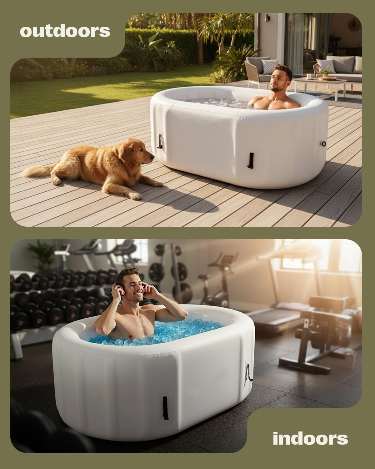 SWRORDAWN Upgrade 179 Gal XXL Ice Bath Tub Fits Tall 6'7" Athletic,Water Chiller Compatible Cold Plunge Tub for Recovery,5-Layer Portable Inflatable Ice Bathtub with Lid for Indoor Outdoor Use,Black