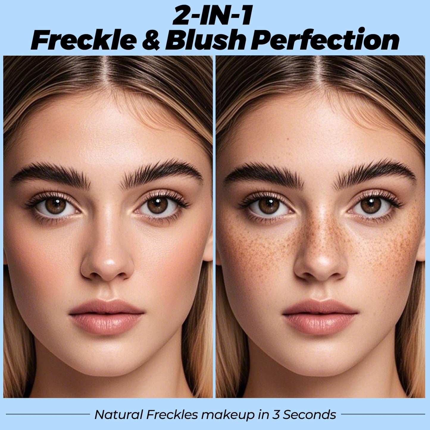 Erinde Natural Freckle Blush Pen, 2 in 1 Dark Brown Liquid Freckle Stamp & Coral Orange Liquid Blush for Cheeks, Long Lasting Wa