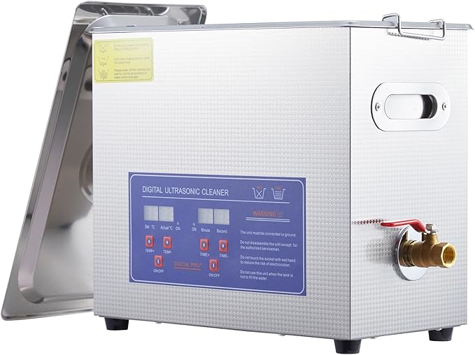 6.5L Professional Ultrasonic Cleaner | Commercial 40kHz with Digital Timer & Heater | for Jewelry, Watches, Eyeglasses & Small Parts Cleaning