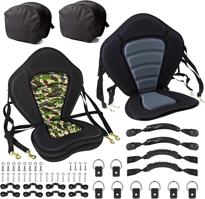 Vashly 2Pack Kayak Seat with Back Support, Kayak Seats with Waterproof Storage Bag for Sit-On-Top Kayaks, Stand-Up Paddleb...