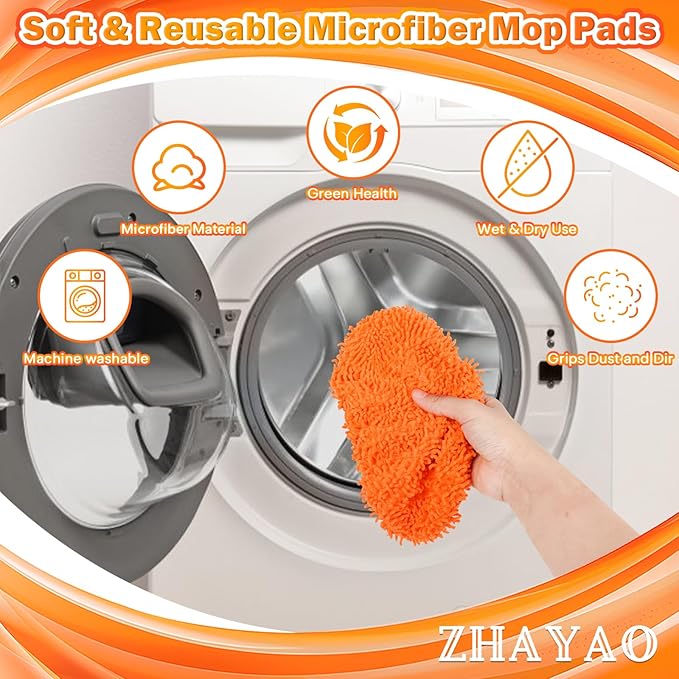 Reusable 100% Coral Fleece Mop Pads Compatible with Swiffer Sweeper Mop, Wet and Dry Flat mop Cover, 3 Pack Washable Mop Pads for Surface/Hardwood Floor Cleaning (Mop is Not Included)