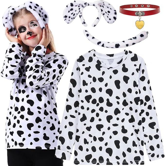 ZeroShop 101 Days of School Costume Kids, Boys Dalmatian Clothes Shirt Outfit Ears Headband Accessories