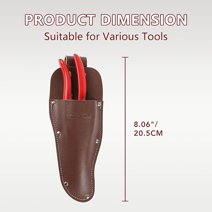 AGRICUT Pruning Shears and Holster - Garden Shears 1 Inch Cut Capacity High Carbon Steel with Pruner Sheath Bypass Garden Scissors Heavy Duty