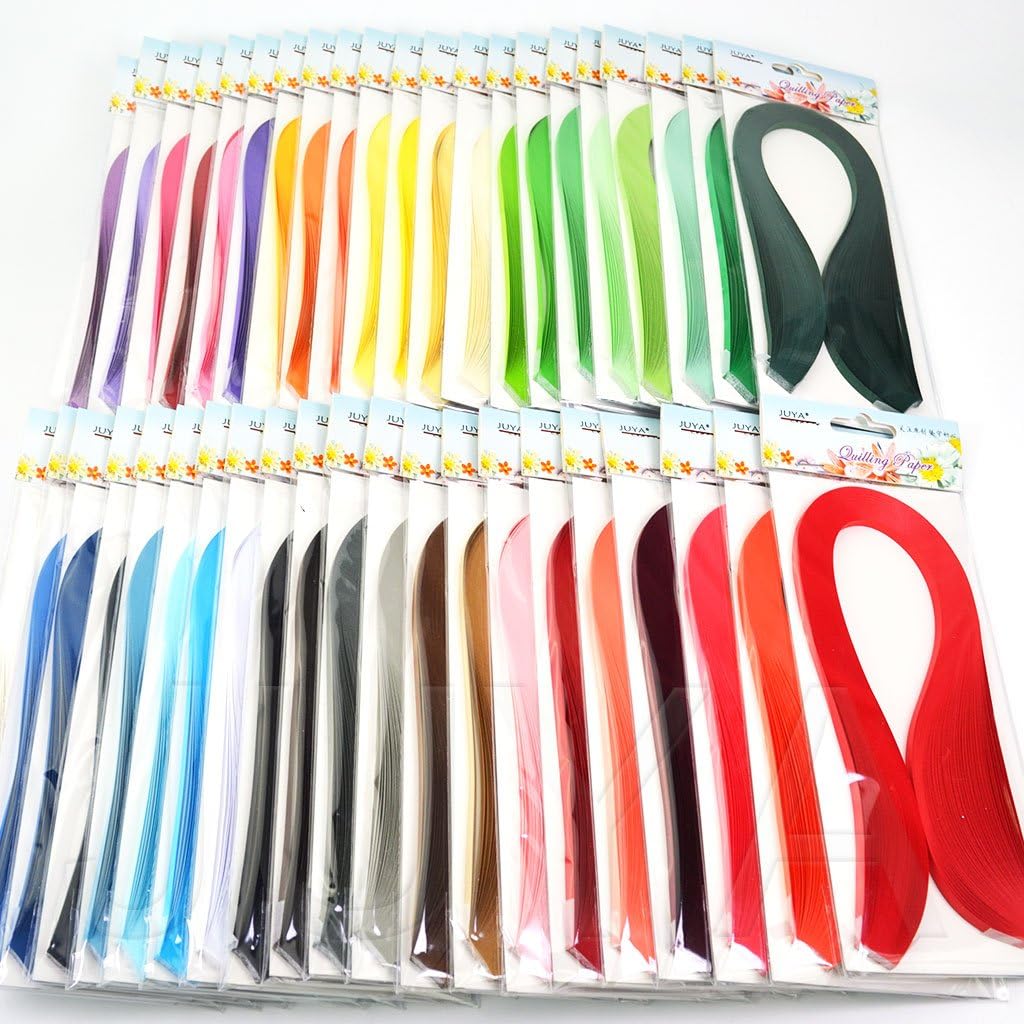 JUYA Single Color Paper Quilling Strips Set 42 Colors 100 Strips per Pack 2/3/5/7/10 mm Width Available 42 colors, width 10 mm (0.39 in)