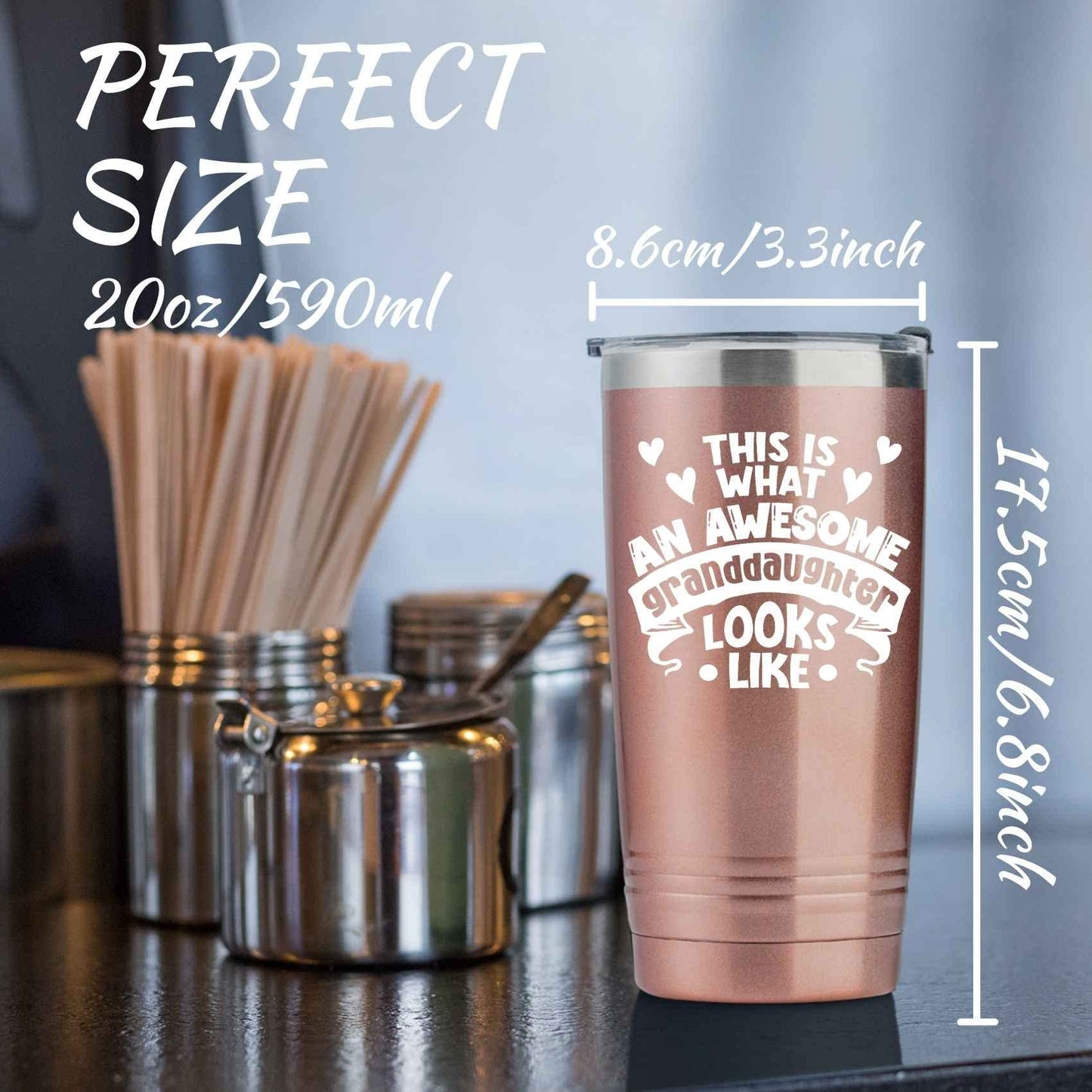 Onebttl Granddaughter Gifts Tumbler, Grandkids Tumbler 20oz Coffee Cup with Lid, Best Gift for Granddaughter for Birthday & Christmas