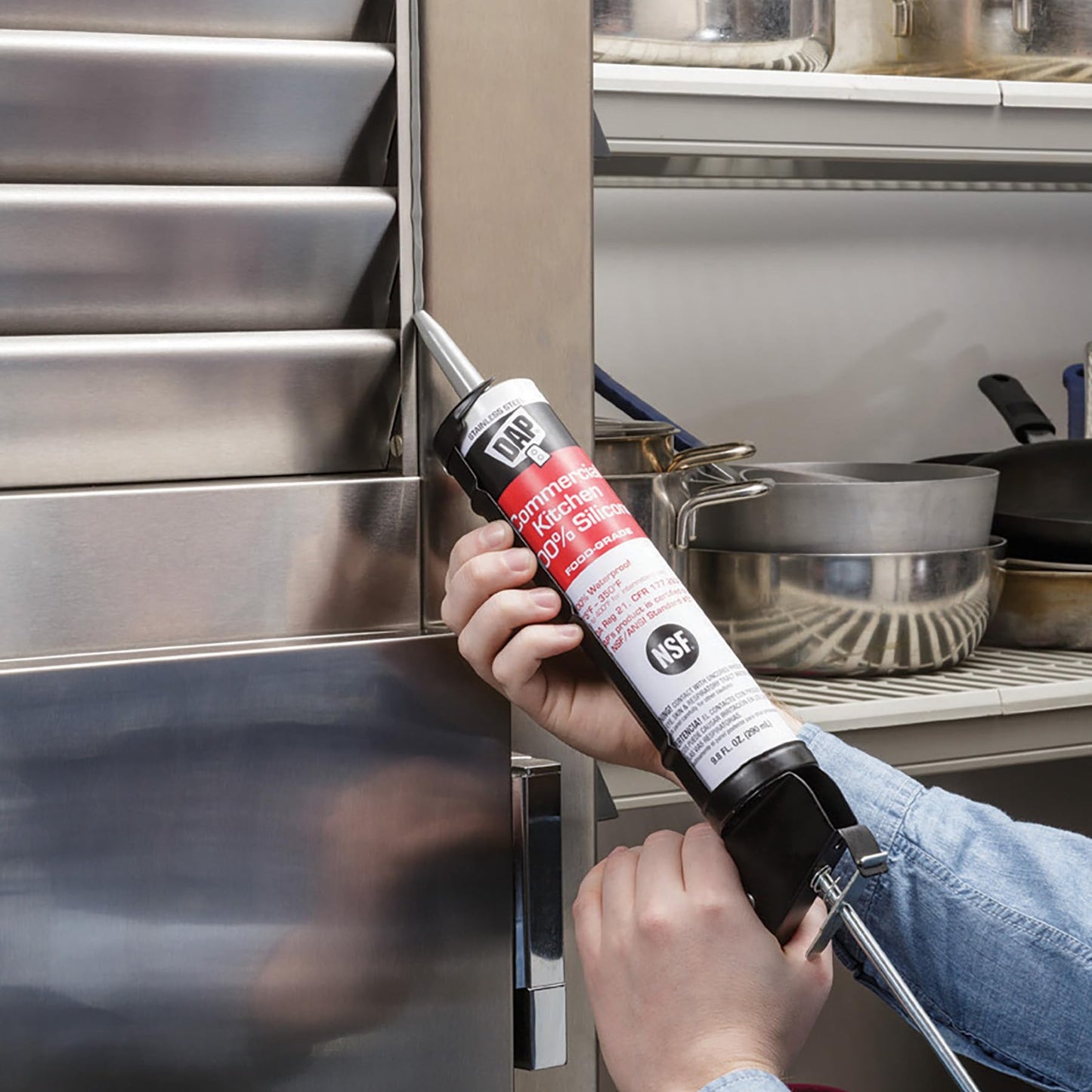 DAP Commercial Kitchen 100% Silicone Sealant, Stainless Steel, 9.8 Oz (7079808660)