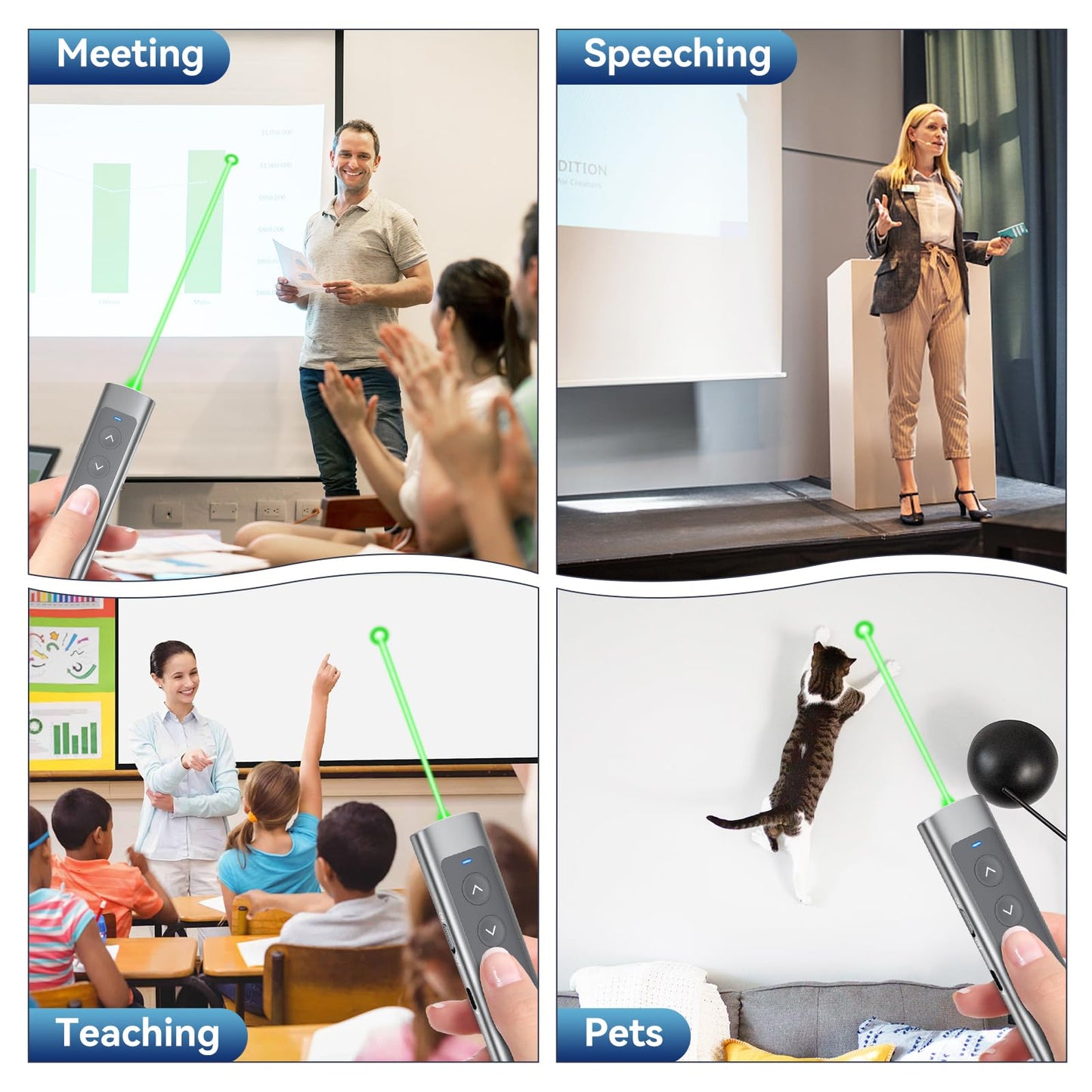 Rechargeable Presentation Clicker, 2 In 1 Usb-A Usb-C Metal Wireless Remote Powerpoint Slide Clicker With Volume Control For Ppt