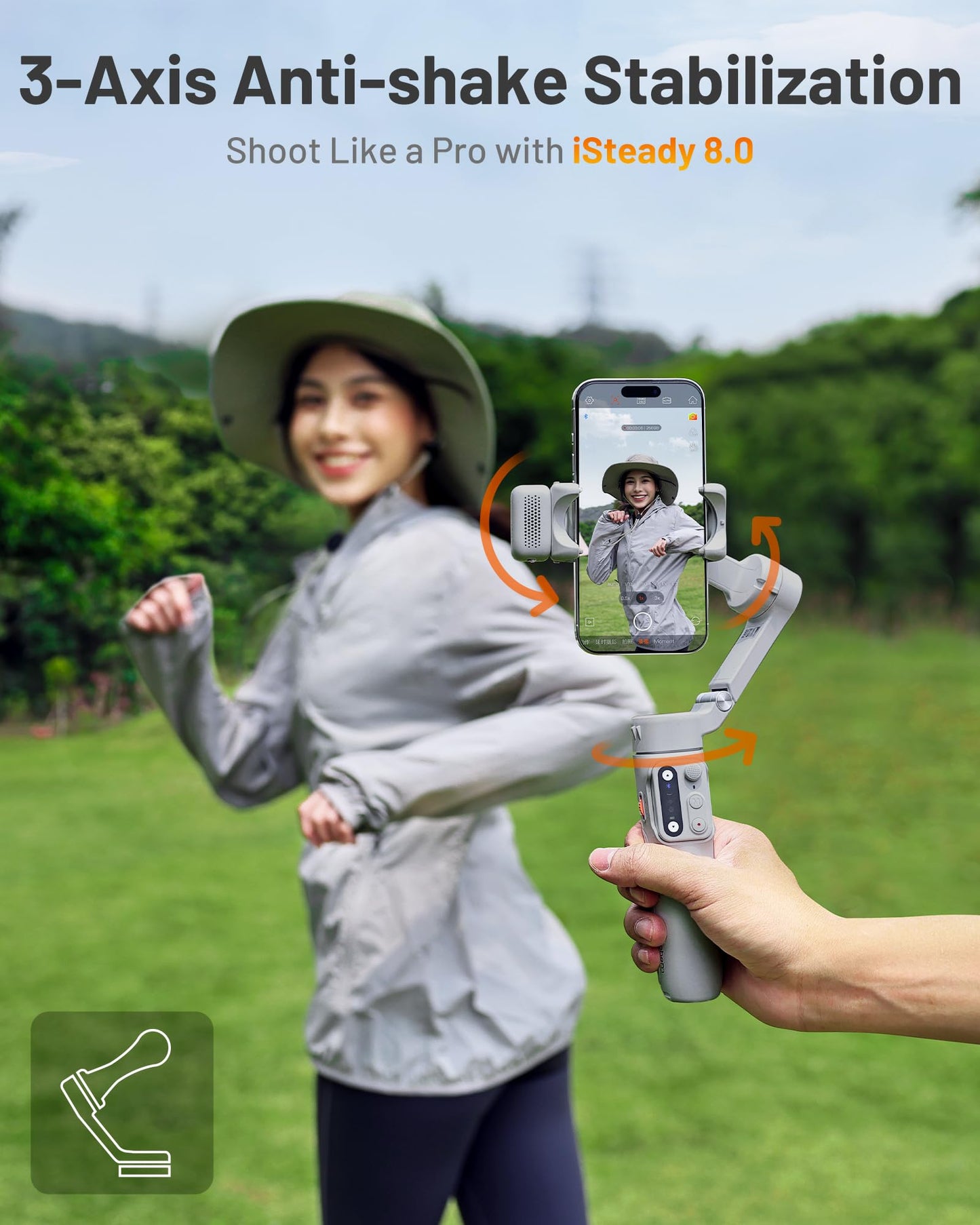 Hohem Isteady X3 Gimbal Stabilizer For Iphone, Foldable Phone Gimbal Object Tracking, Remote Control, 3-Axis Phone Stabilizer Bu