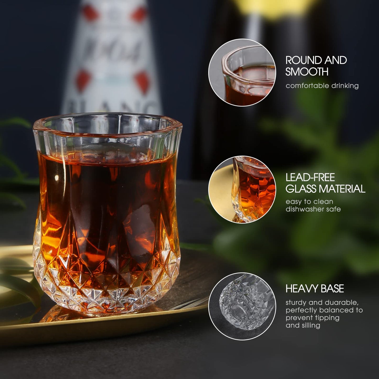 JAIEF 1.7 OZ Tequila Shot Glasses Heavy Base Shot Glass, Crystal Cordial Glasses (8)