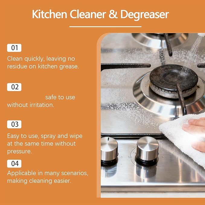 FIELL Heavy-Duty Kitchen Degreaser Foam Cleaner,Clean Kitchens Up Kitchen Oil Stains spray,Heavy Oil Stain Cleaner Kitchens,Multi Functiona Foam Cleaners Spray (1PC)