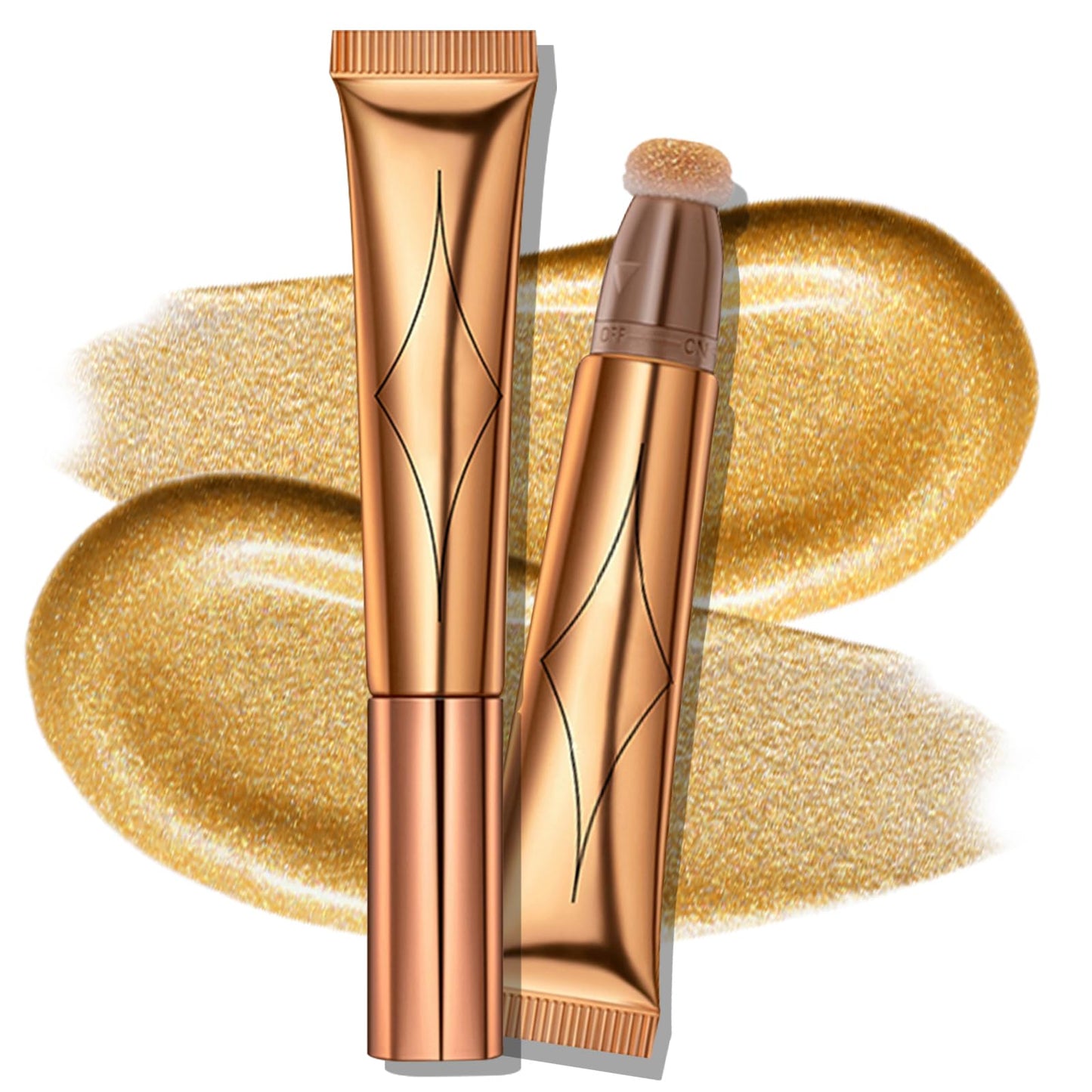 Ofanyia Highlighter Wand, Liquid Glitter Face Highlighter Stick with Cushion Applicator, Cruelty-free Silky Smooth Lightweight B