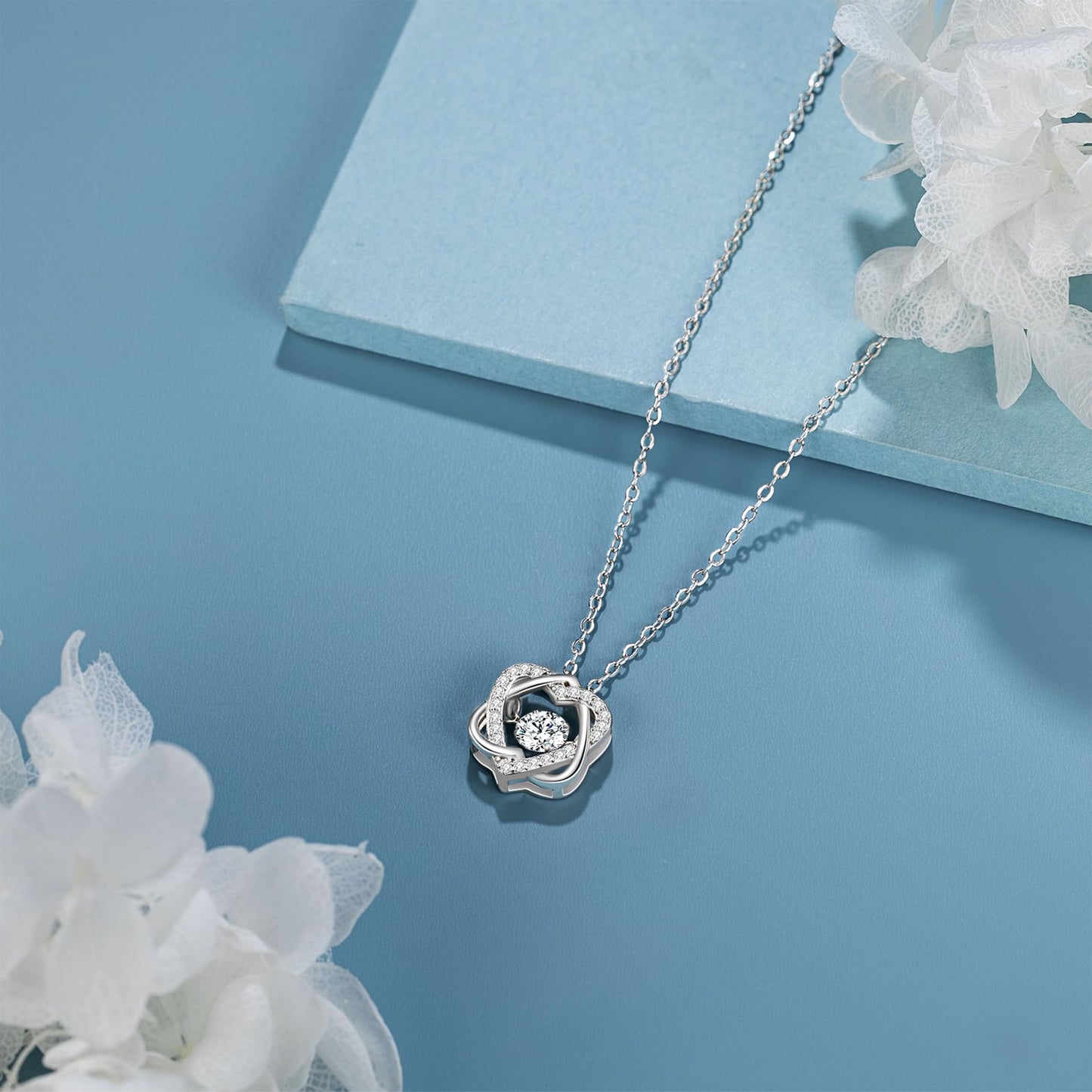 NOURISHLOV Sister Gifts, Sterling Silver Interlocking 2 Hearts Necklace Gift for Sister In Law, Sisters Birthday Gift Ideas, Expecting Mom, Best Friend Christmas Gifts