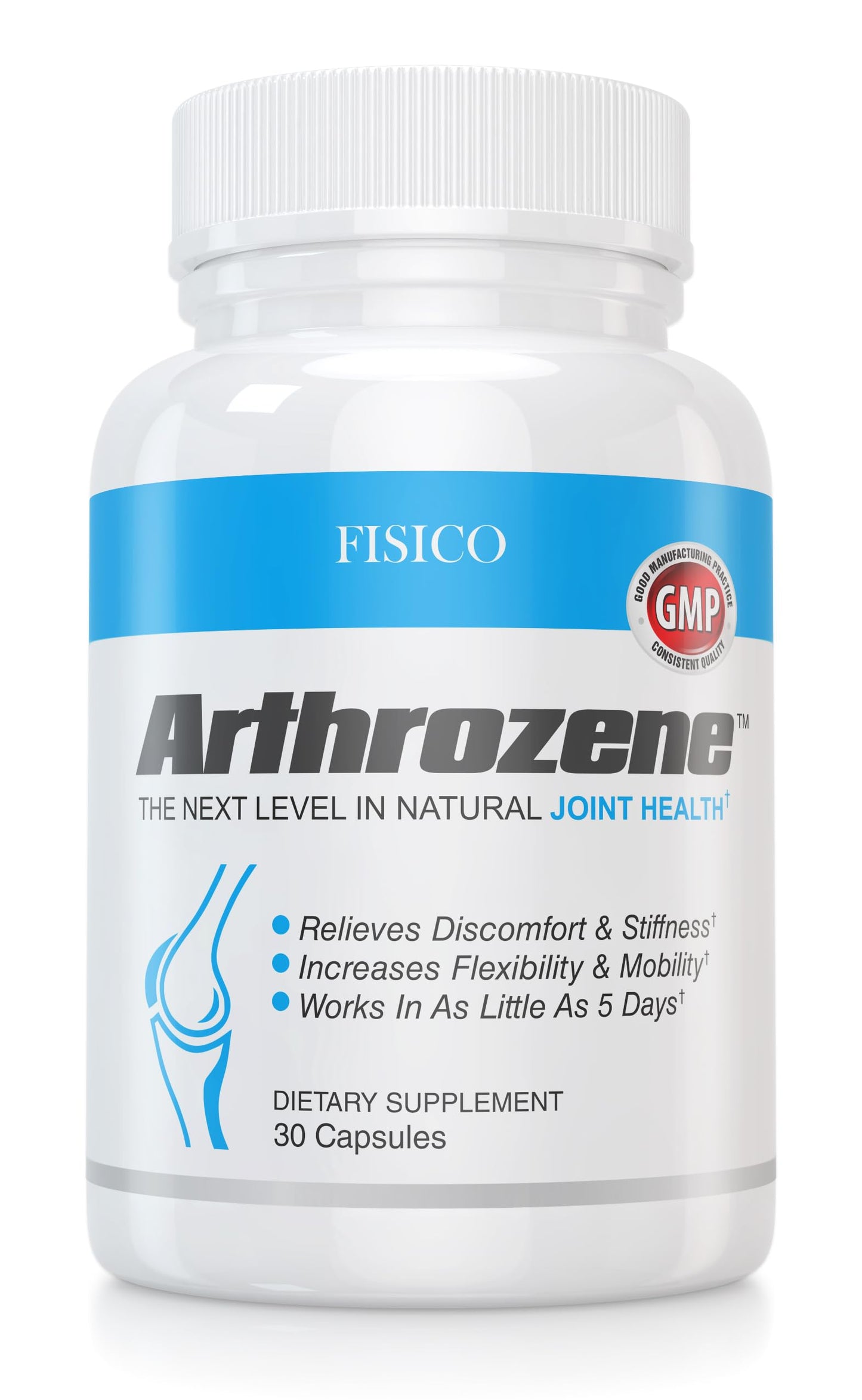 Arthrozene Joint Support Supplement - Promotes Mobility, Flexibility, and Comfort with Hyaluronic Acid, Collagen Type II, and Boswellia - 30 Capsules - Official Fisico Product