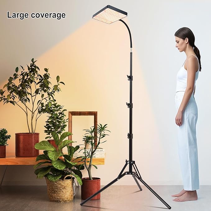 FECiDA 25W Floor Lamp Grow Light, Grow Lights for Indoor Plants Full Spectrum with Stable Stand Base, 4/8/12/16/20 Hr Timer Bonsai Houseplants Grow Lamp, 24"-40" Height Adjustable