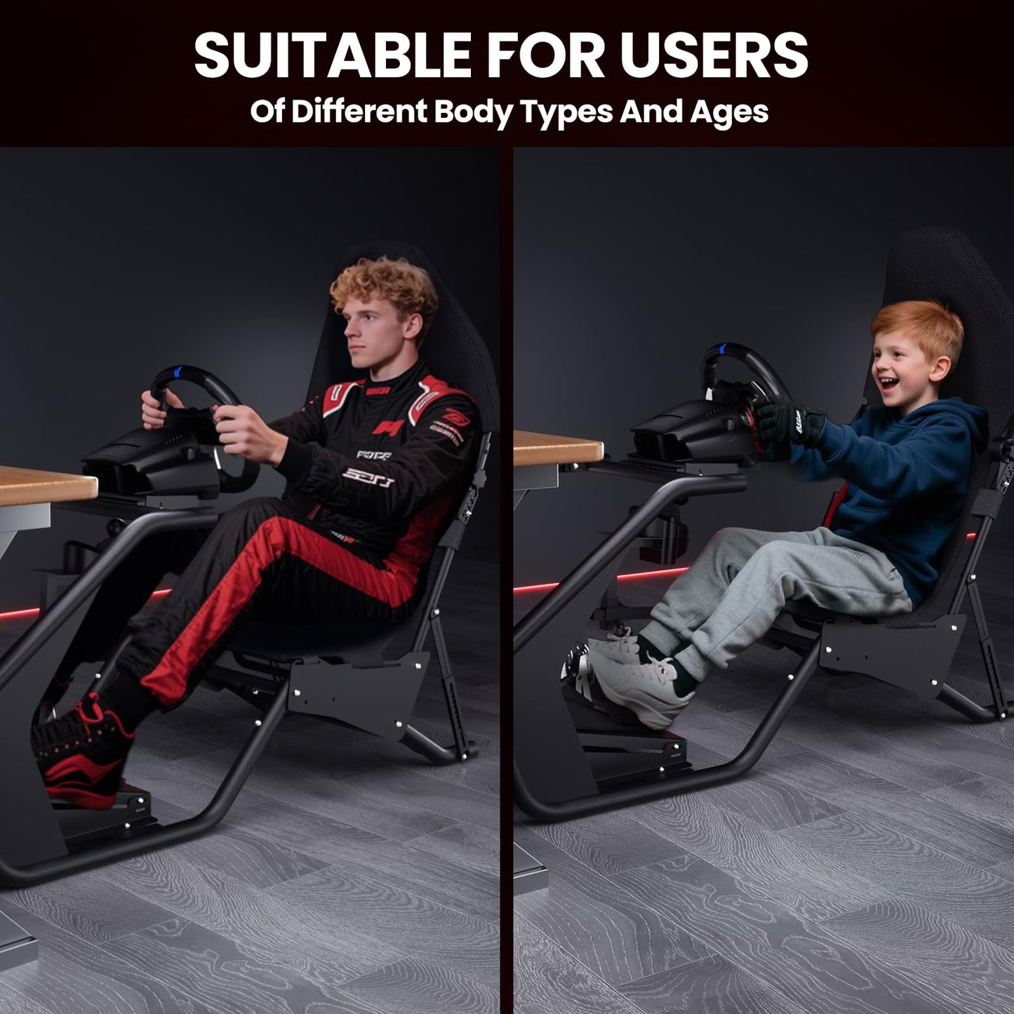 RACGTING Racing Simulator Cockpit with Seat for Logitech G29, G923, G PRO,RS50, Fanatec, MOZA R3, R9, R12 - Adjustable Sim Racing Cockpit with Shifter Mount for Immersive Racing Sim Setup