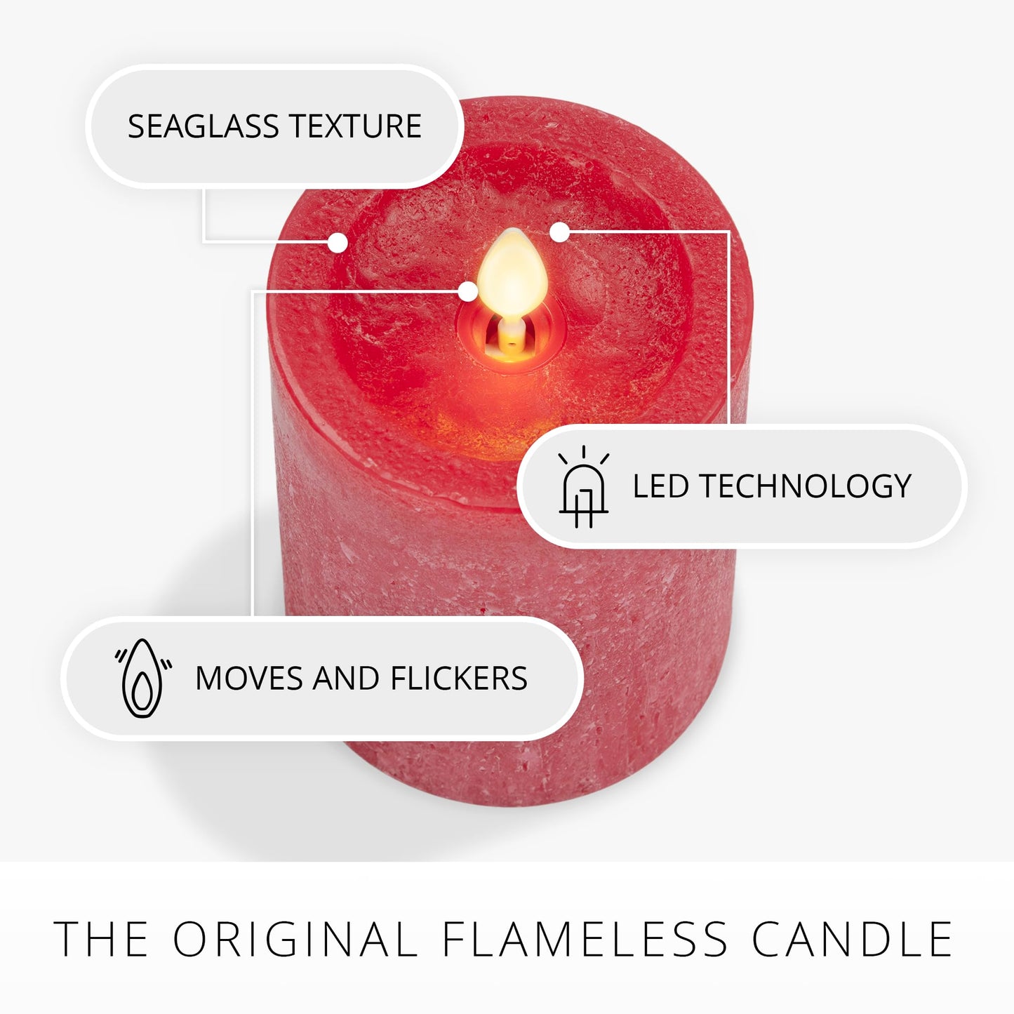 Luminara Red White & Blue Americana Pillar Trio - Set of 3 Flickering Flameless Wax Candles - Battery Operated LED Real Flame Illumination for Patriotic Holiday Decor - Timer - Remote Sold Separately