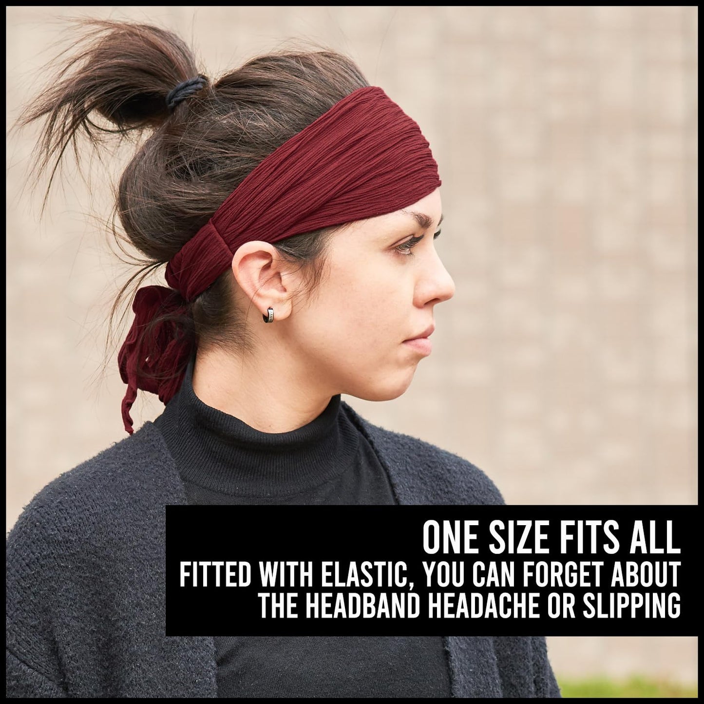 CHARM Womens Pirate Headband Headwrap - Turban Head Scarf Accessories Mens Festival Boho Hair Band Dark Red