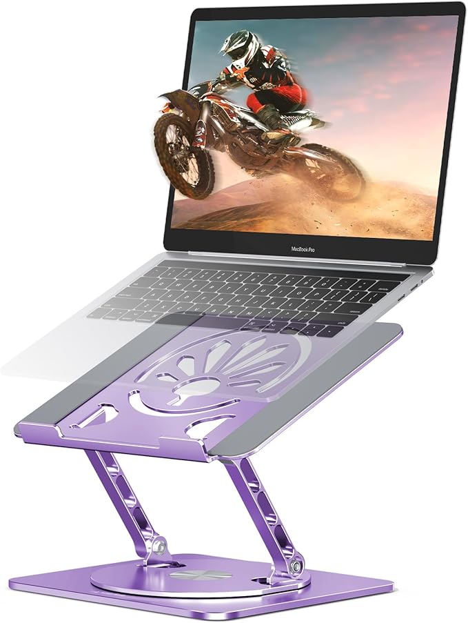 Axbima Adjustable Laptop Stand for Desk-360° Rotating Foldable Laptop Holder Ergonomic Laptop Riser for MacBook Pro/Air Dell HP Lenovo Notebook up to 16",Purple