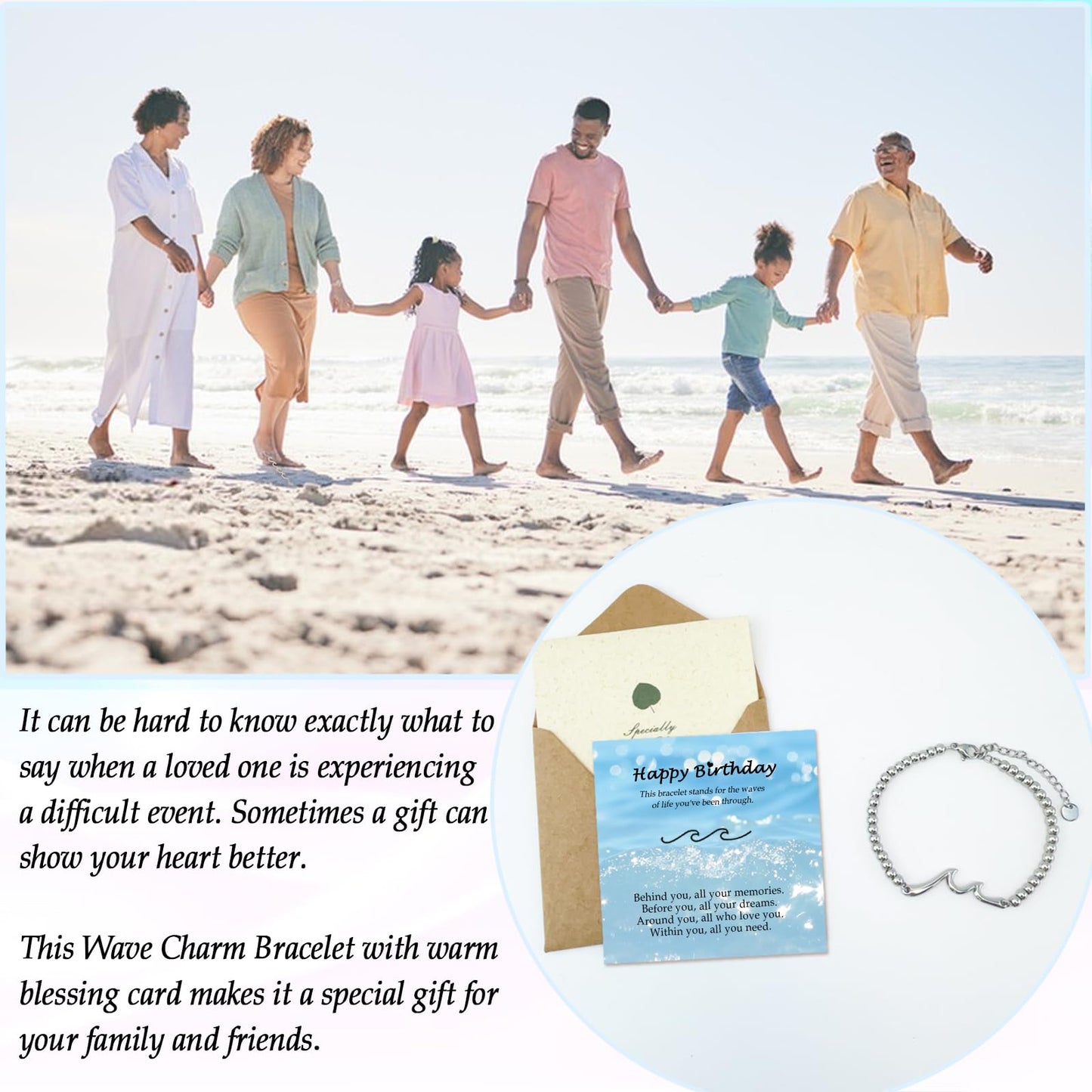 YBISNAIRE 40th Birthday Bracelet Gifts for Women, Silve Wave Bracelet Happy 40 Birthday Gifts for Her 40 Year Old Woman Wife Mom Aunt Woman Daughter Sister Bestie Friend with A Sentimental Gift Card