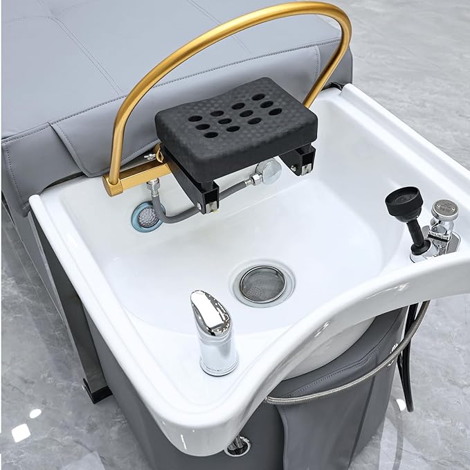 TATARTIST Head Spa Bed Head Care Shampoo Bed Head Spa Equipment Shampoo Backwash Unit with Cover Pillow Hair Salon Massage Table (Grey)