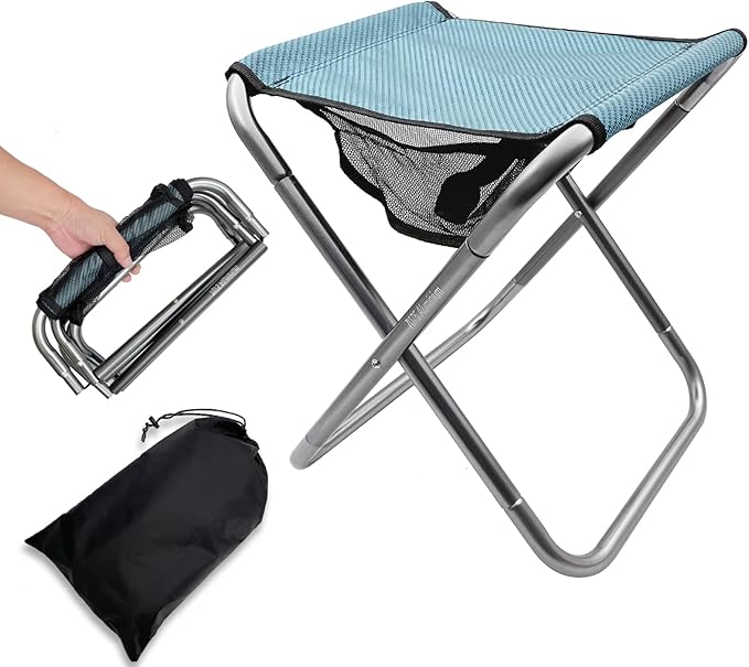 XHKDSYMC 16 Inch Tall Portable Folding Camping Stool - Aluminum Alloy Lightweight Seat With Carry Bag for Fishing, Outdoor...