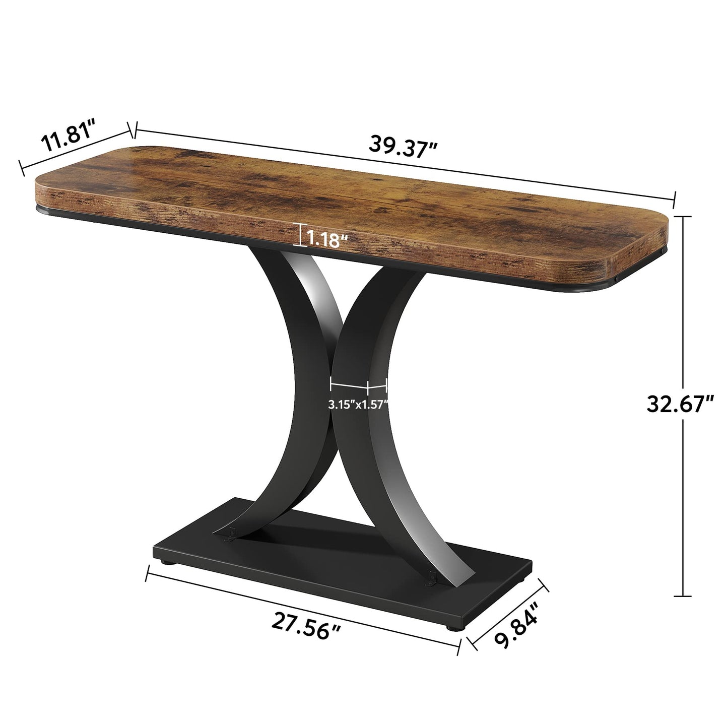 LITTLE TREE Industrial Entryway Console Table, Compact Foyer Hallway Accent Table for Small Space