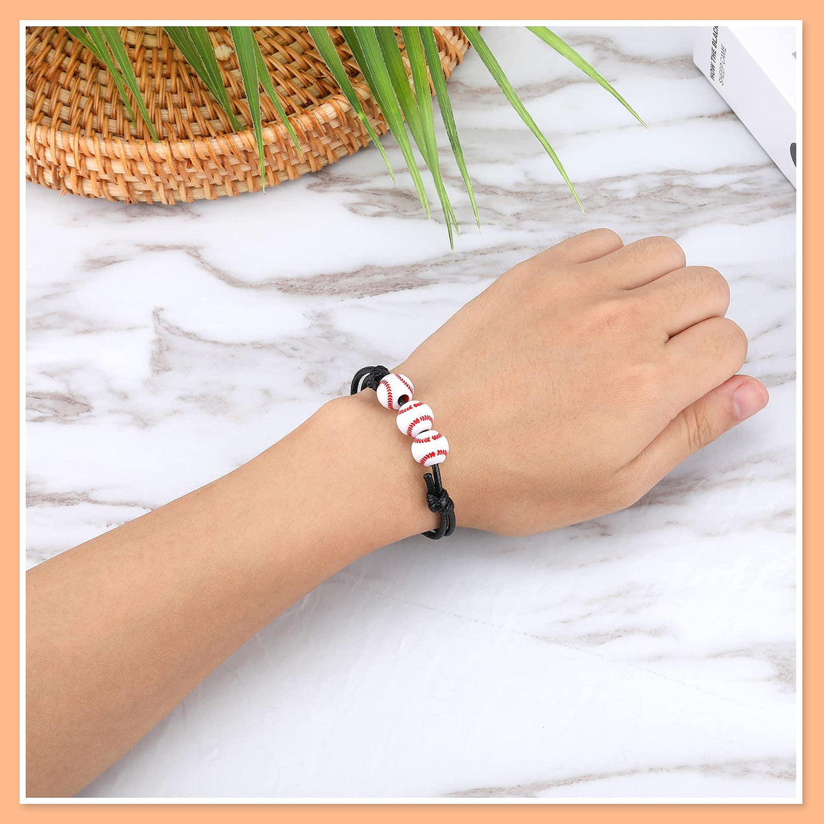 20Pcs Baseball Party Favors Baseball Charm Bracelets Wristbands Baseball Beads Bracelet Adjustable Baseball Favor Decorations Sp