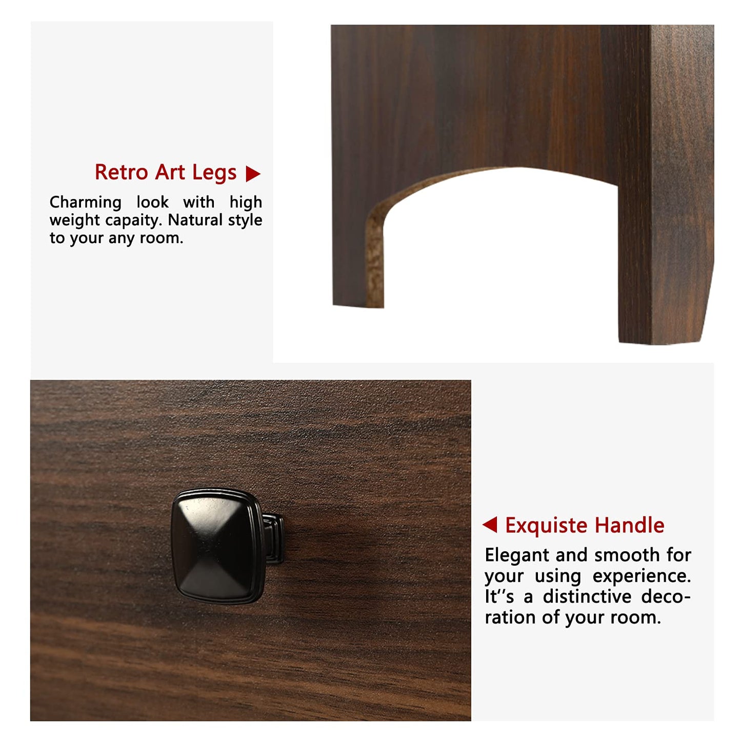 Vikiullf Dresser and Nightstand Set - 3 Pieces Bedroom Set with 7 Drawer Dresser and 2 Drawer Nightstands, Wooden Dresser and Nightstands for Bedroom, Brwon Wood Grain