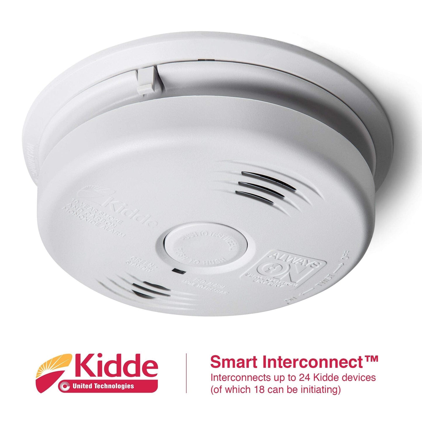 Kidde Smoke and Carbon Monoxide Detector Alarm with Voice Warning | Hardwired w/10 Year Lithium Battery Backup | Interconnectable | Model # i12010SCO, White
