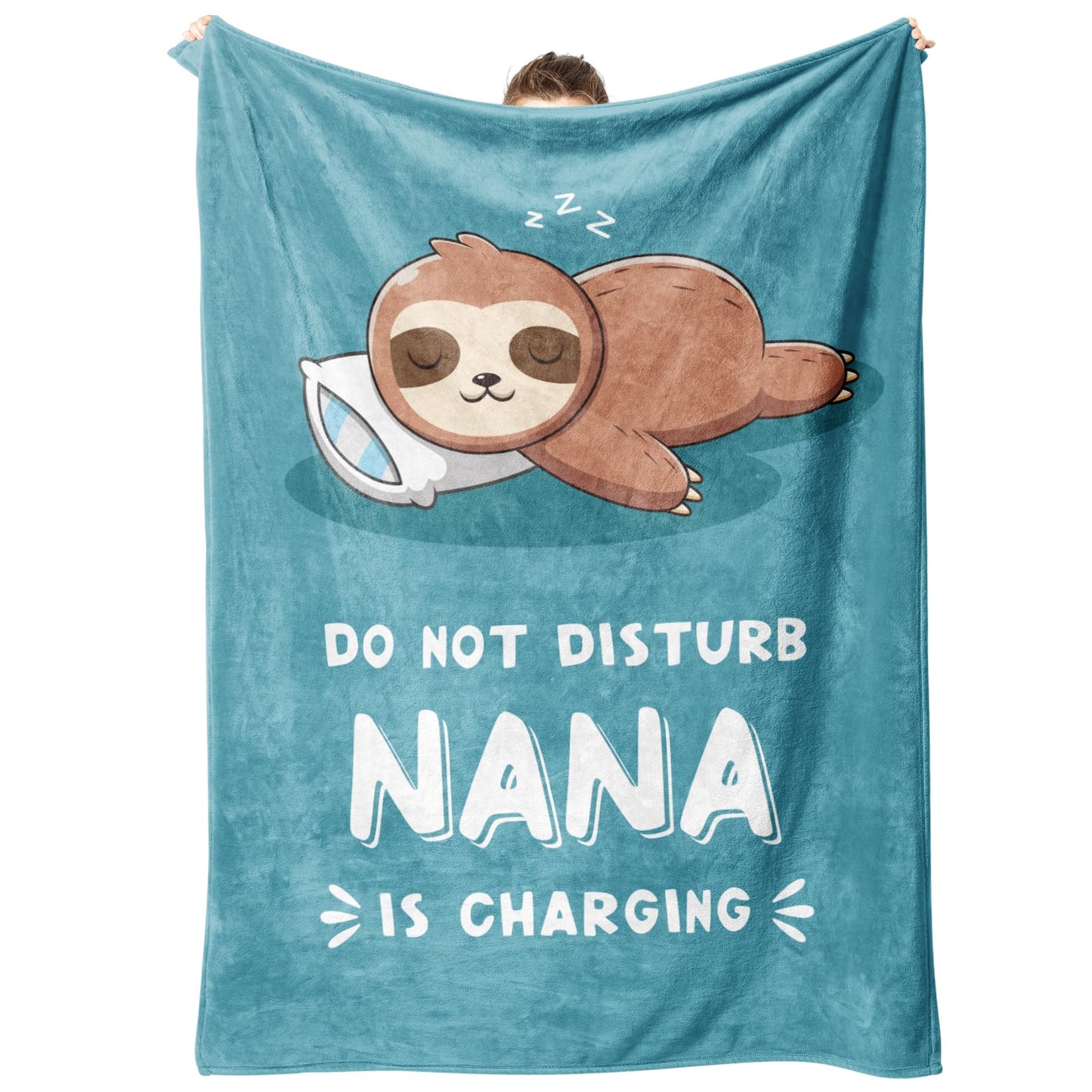 Funny Nana Gifts, Nana is Charging Sloth Blanket, Nana Birthday Gifts, Gifts for Nana from Grandkids, Present for Nana Christmas Mothers Day, Super Soft Throws Blankets for Nana 60"X50"